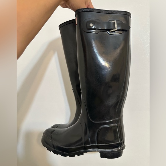GUC HUNTER Original Tall Rubber Rain Boots Glossy Black - Picture 6 of 9